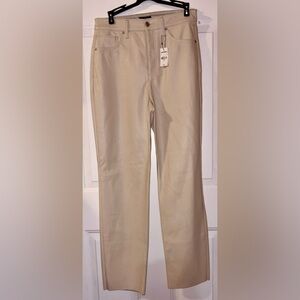NWT Express Cream Faux Leather Straight Leg Pants Women’s size 8R